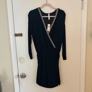 Daily Practice Black Long Sleeve Hooded Active Dress